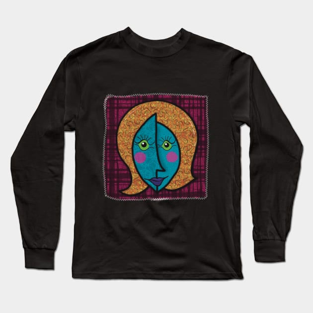 Quirky Face Woman Long Sleeve T-Shirt by Quirky And Funny Animals